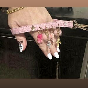 Charm Keychain, Charm Wristlet, Charm Cell holder in Pink w/ gold accents✨